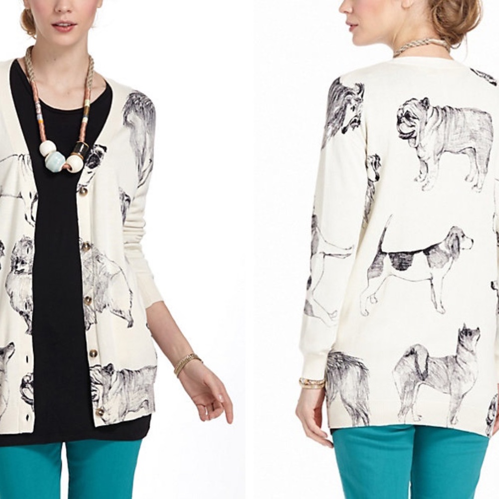 RARE Dog Themed Light Pullover Cardigan